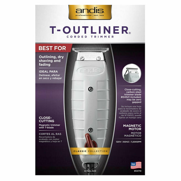 Andis Professional T-Outliner Trimmer with T-Blade, Gray, Model GTO (04710)