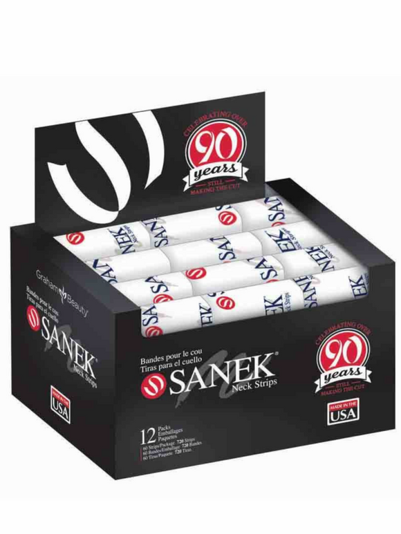 GRAHAM SANEK NECK STRIPS- SOFT OBSORBENT TISSUE-12 PACK OF 60 STRIPS=720 STRIPS